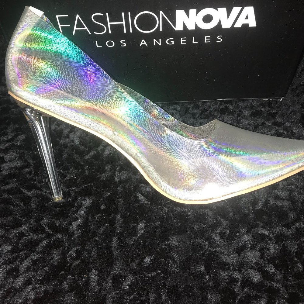 CLEAR iridescent CINDERELLA GLASS SLIPPER
